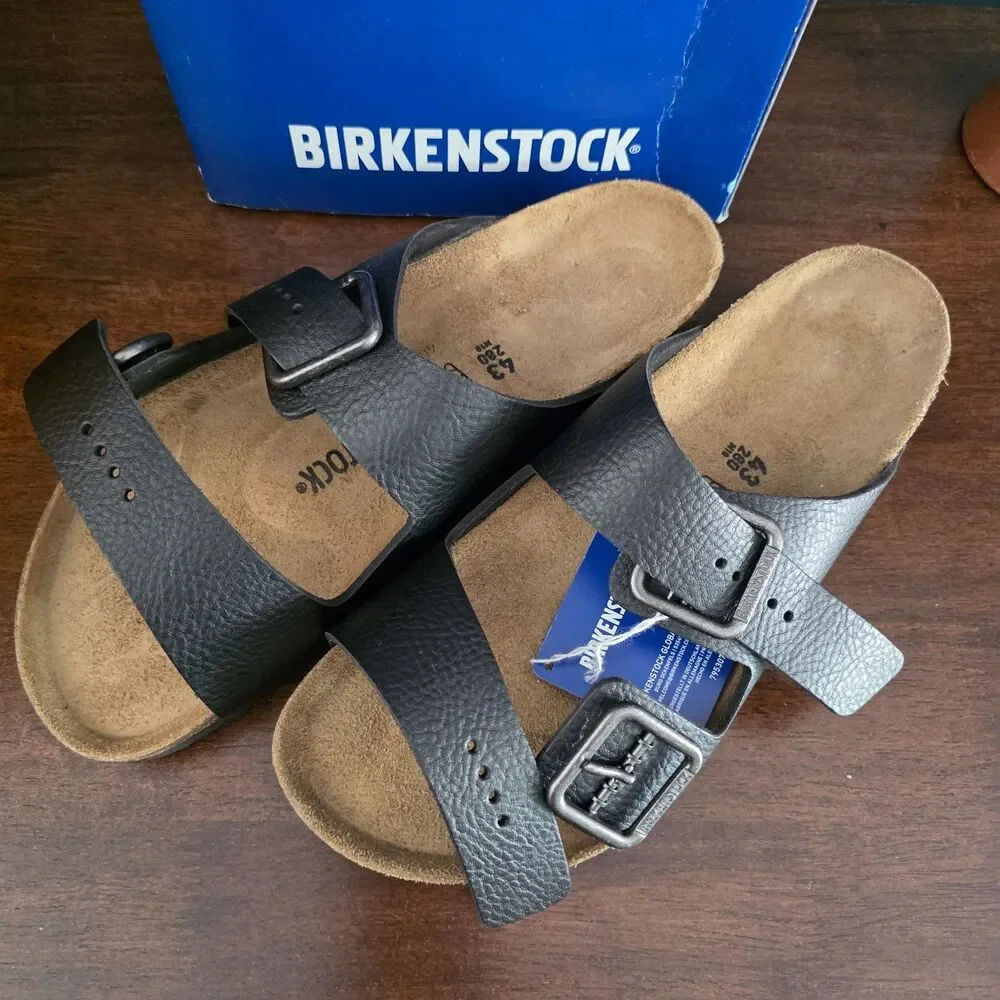 Birkenstock Arizona Wired buckle Vintage wood black Sandals 43 US Mens 10 R NIB
